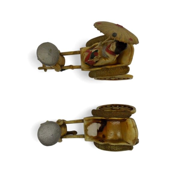 JAPANESE RICKSHAW Figurines Woman and Driver Figure Japan Vintage - As Is - Picture 7 of 10